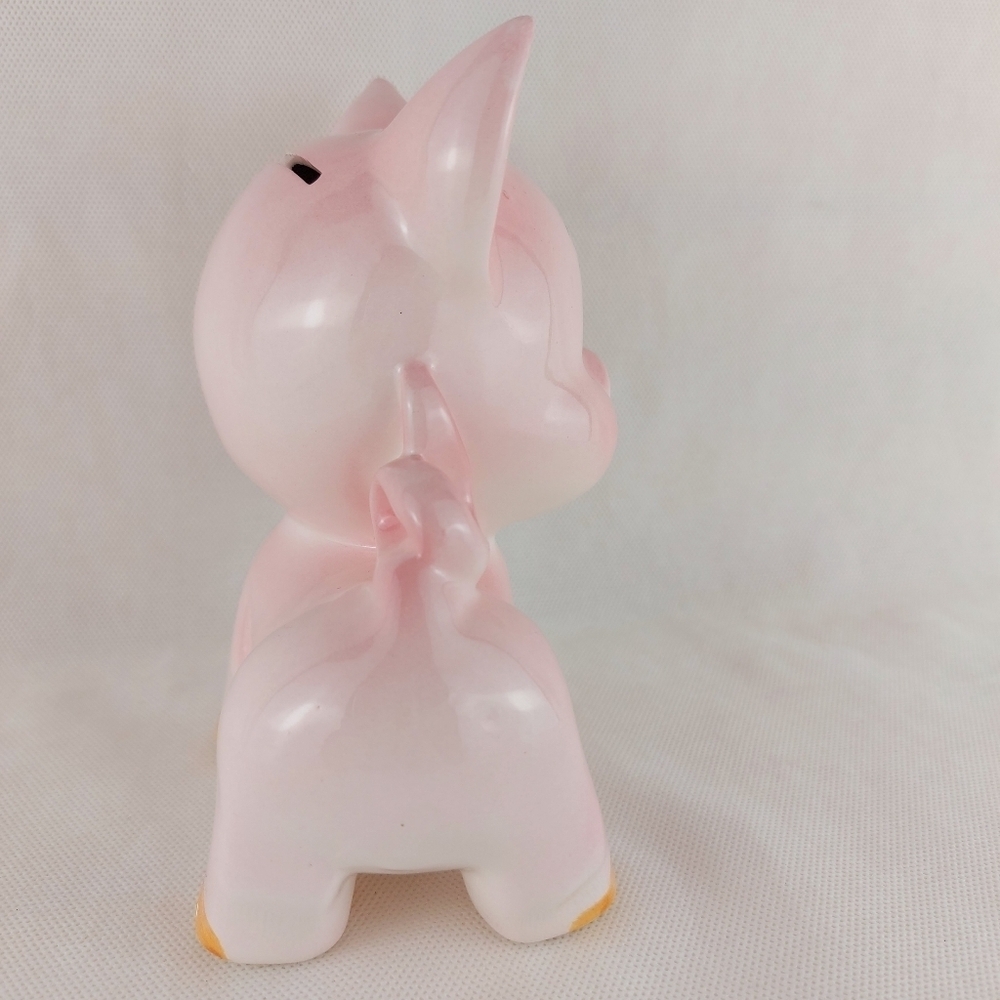 Vintage Kitsch Pink Ceramic Piggy Bank Japan Collectable Mid Century - Picture 4 of 14
